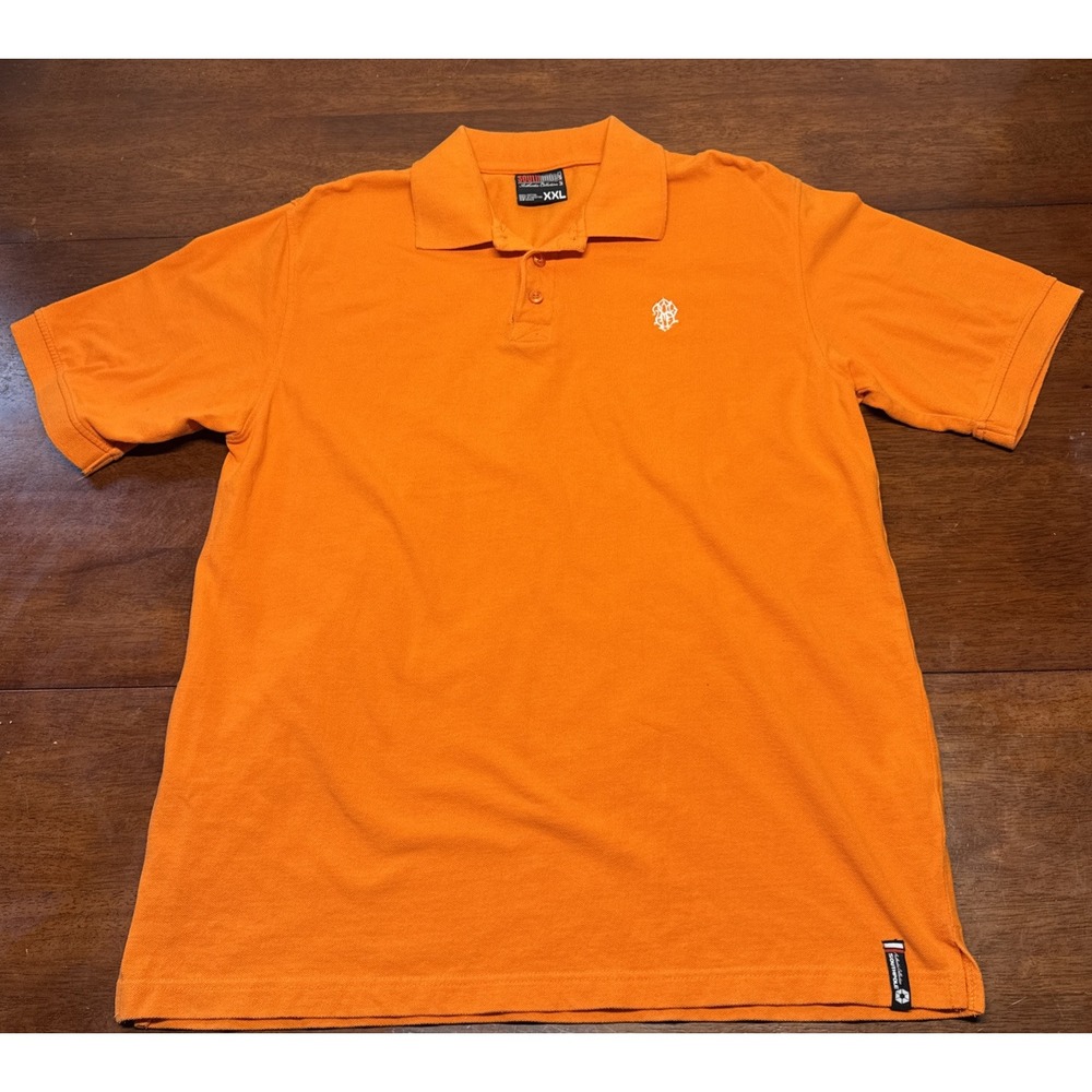 South Pole Polo Shirt Mens 2XL Orange Solid Short Sleeve Golf Streetwear Y2K